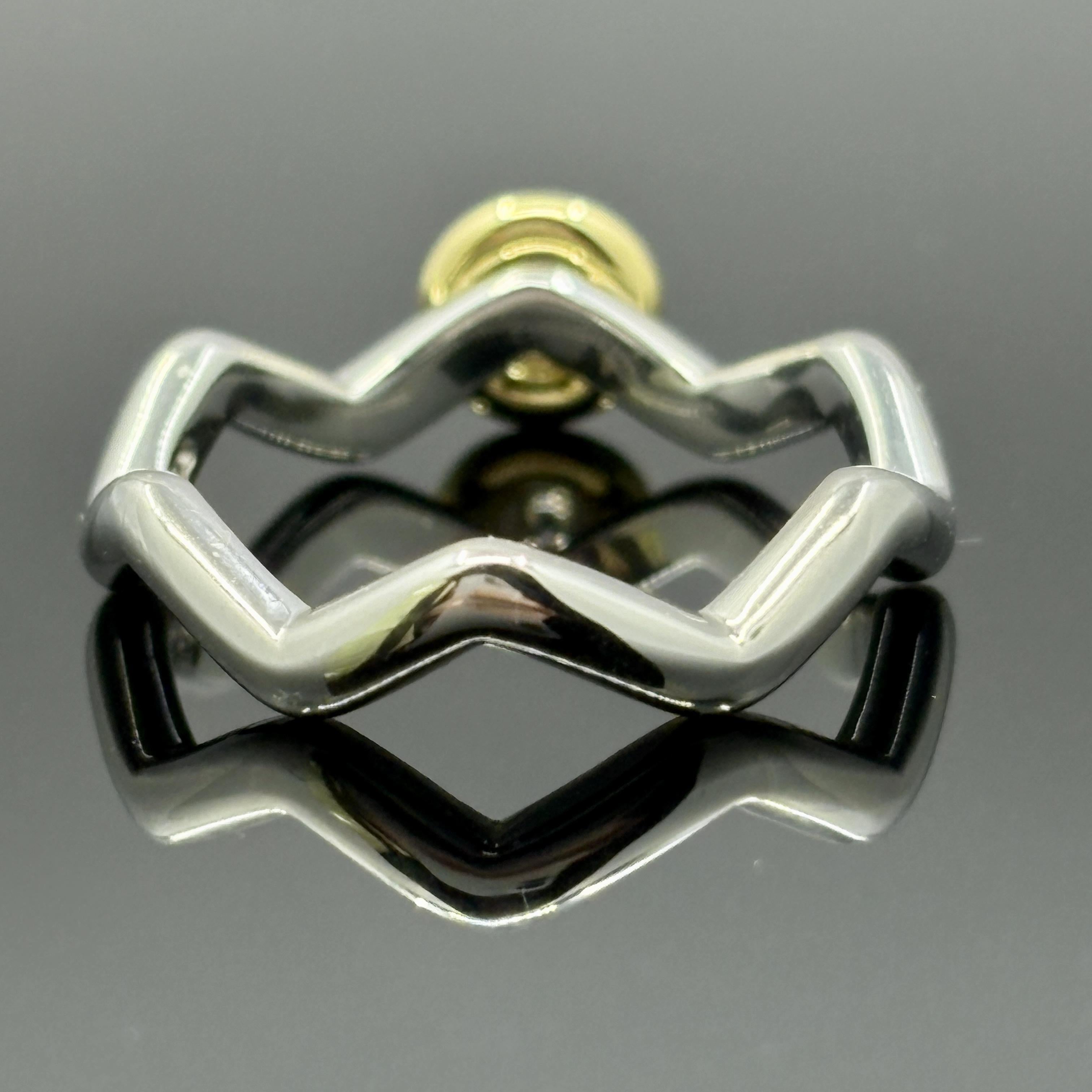 Tiffany & Co Paloma Picasso Zig Zag Diamond Ring Platinum 18k - Taille 5 1/2 Excellent état - En vente à Orlando, FL