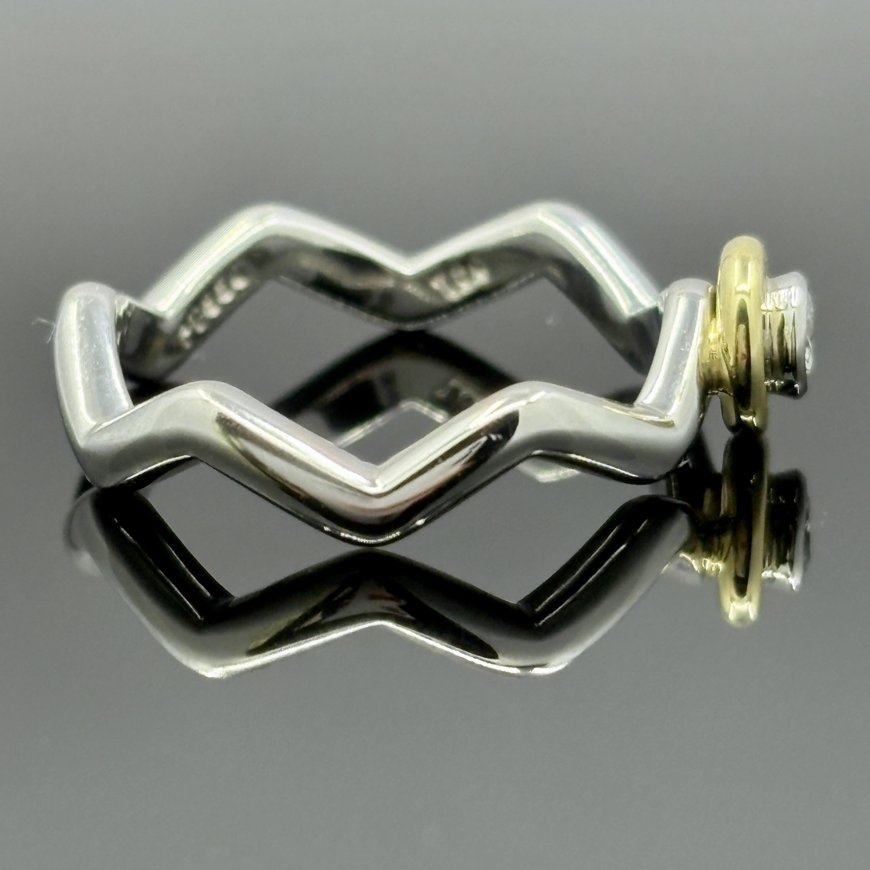 Tiffany & Co Paloma Picasso Zig Zag Diamond Ring Platinum 18k - Taille 5 1/2 en vente 1