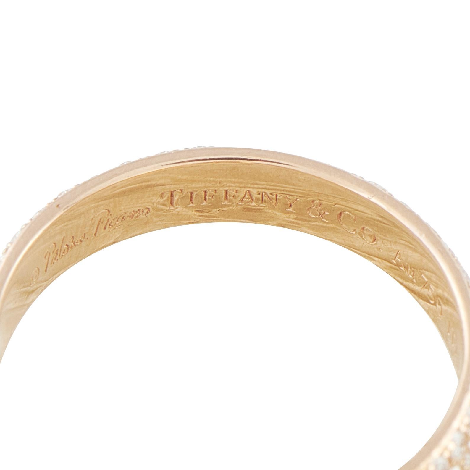 Tiffany & Co. Palomas Melody 18K Rose Gold Diamond Ring en Excelente estado para la venta en Southampton, PA