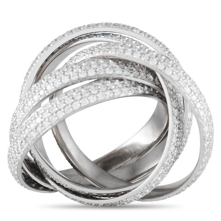 Five Rings Interlocking Tiffany and Co. Paloma's Melody 18k White Gold 4.30 Ct Diamond Five ...