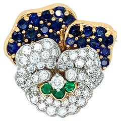Tiffany & Co. Pansy Sapphire Diamond Gold Platinum Brooch