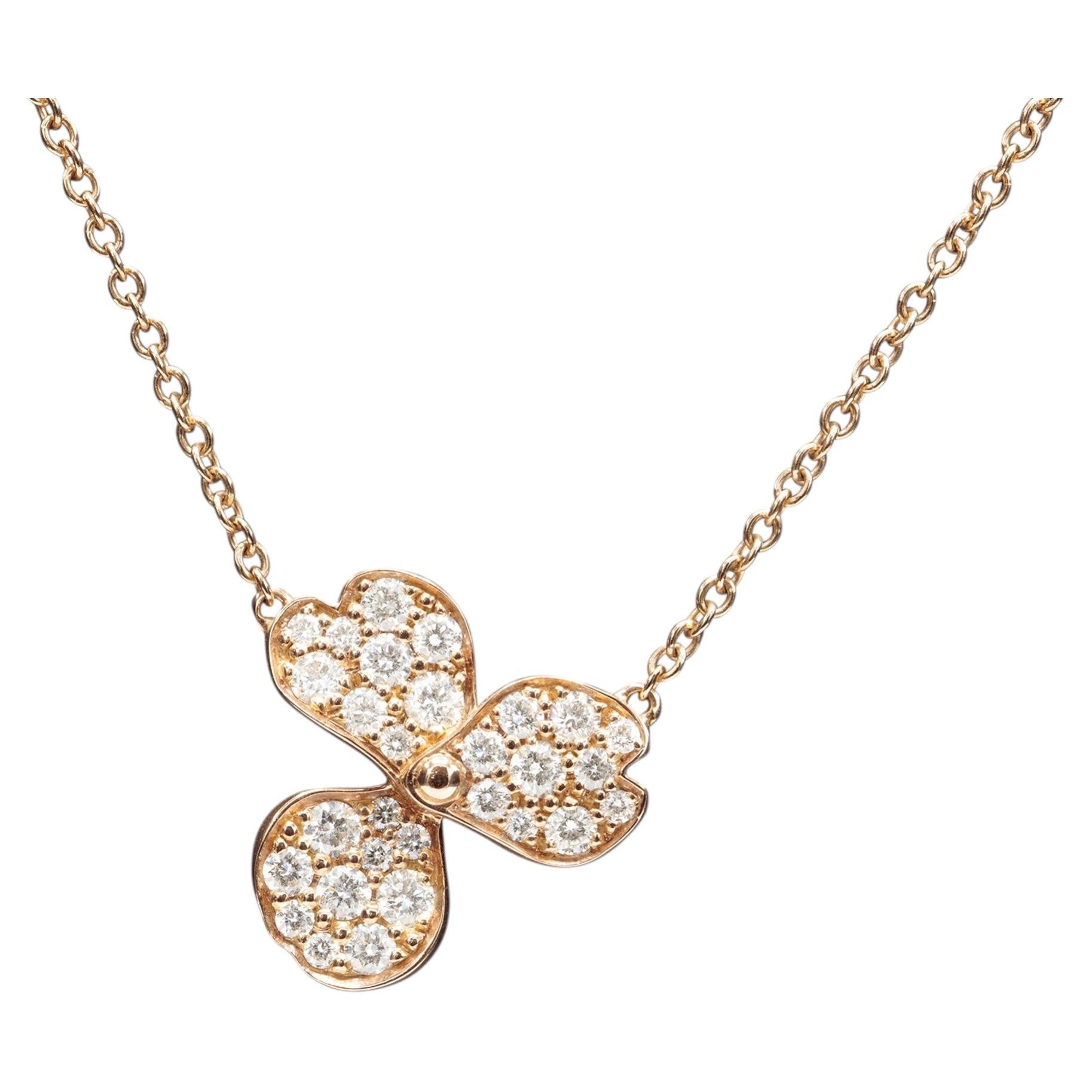 Tiffany & Co. Collar con colgante de flor de papel en oro rosa de 18 quilates con diamante natural