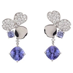 Tiffany & Co. Paper Flower Diamond Tanzanite Platinum Drop Earrings