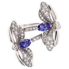 Tiffany & Co. Papierblumen-Doppelfeuerfly-Ring aus Platin mit Diamanten