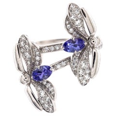 Tiffany & Co. Anello Fiore di carta a doppia farfalla in platino con diamanti e