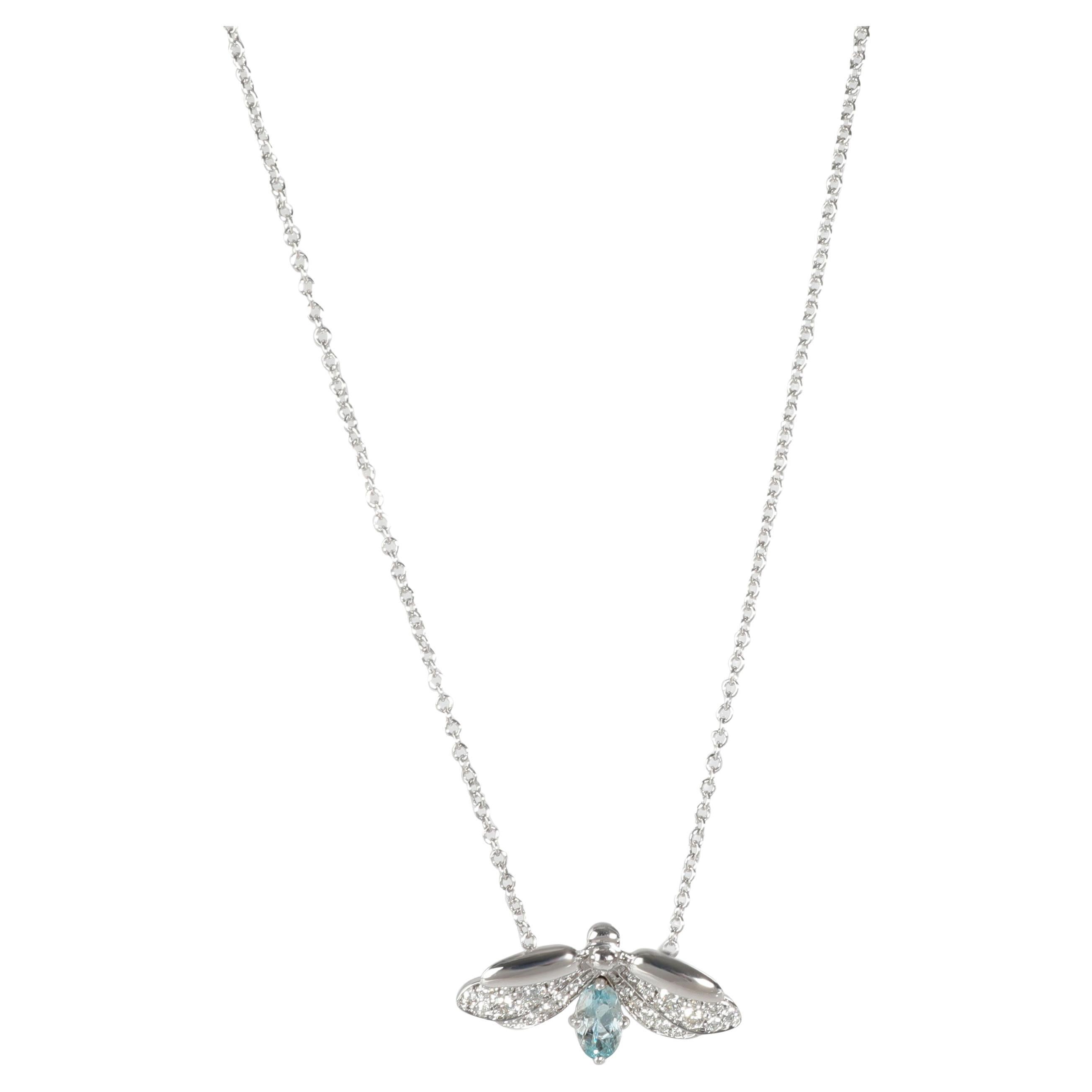 Tiffany & Co. Paper Flowers Aquamarine Diamond Pendant in Platinum 0.13 CTW