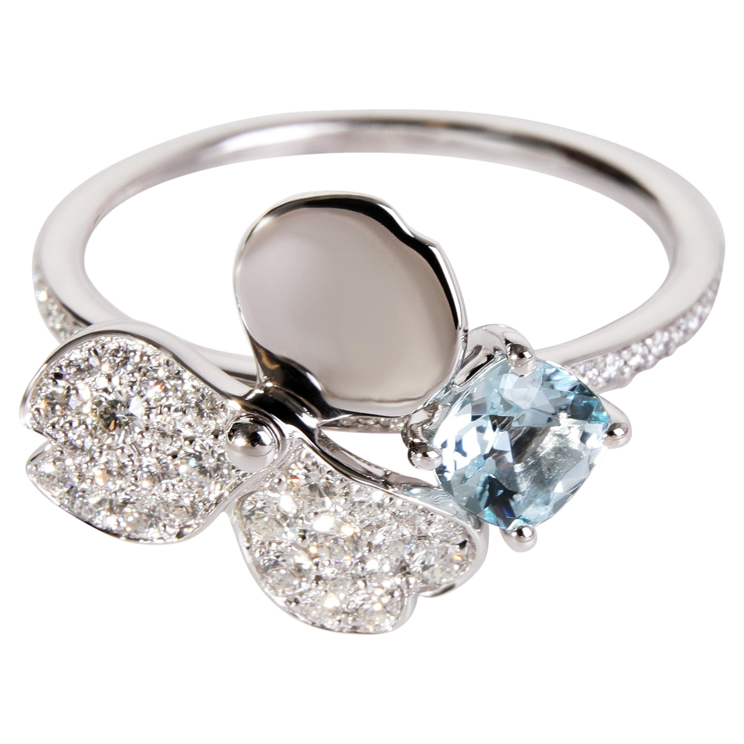 Tiffany & Co. Paper Flowers Aquamarine Diamond Ring in Platinum 0.30 CTW For Sale