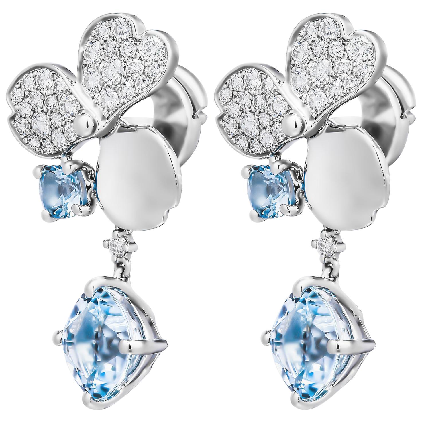 Tiffany & Co. Paper Flowers Aquamarine Single Drop Earring