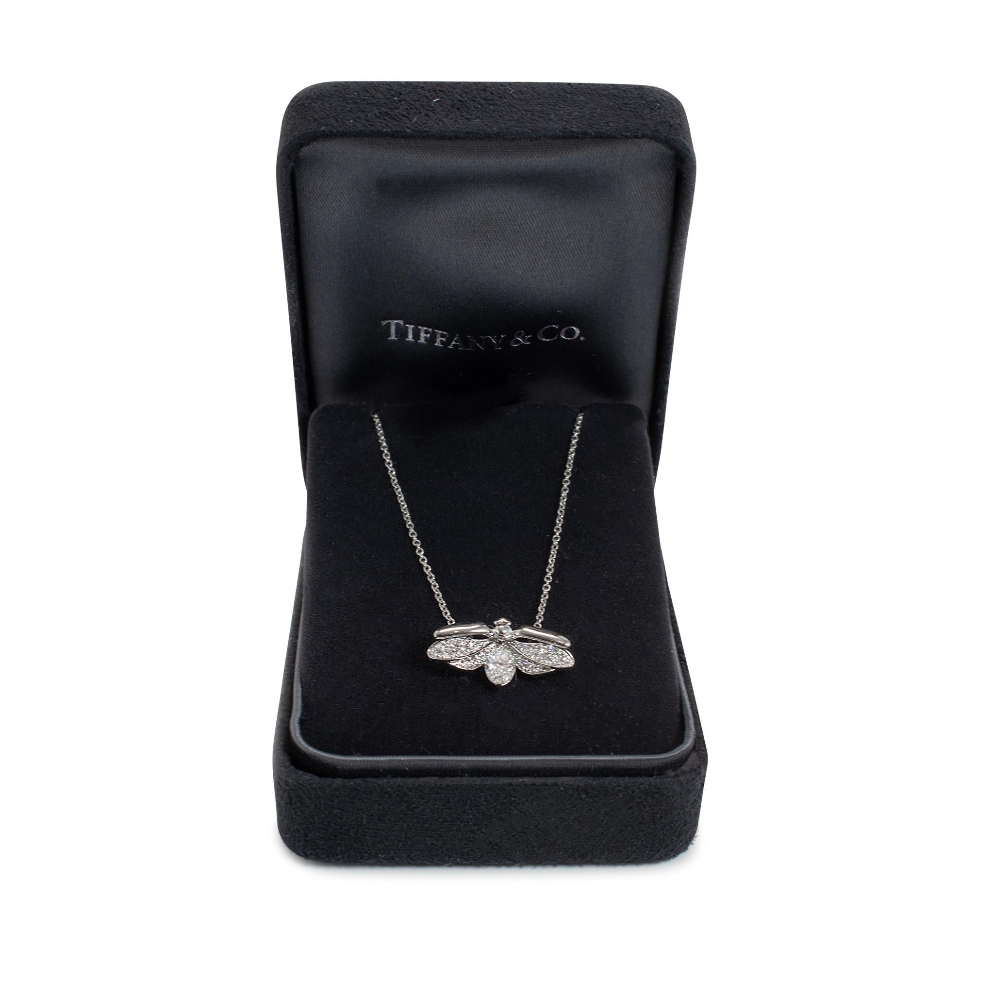 Tiffany & Co. Paper Flowers Collection Platin Diamant Glühwürmchen-Anhänger Halskette im Angebot 3