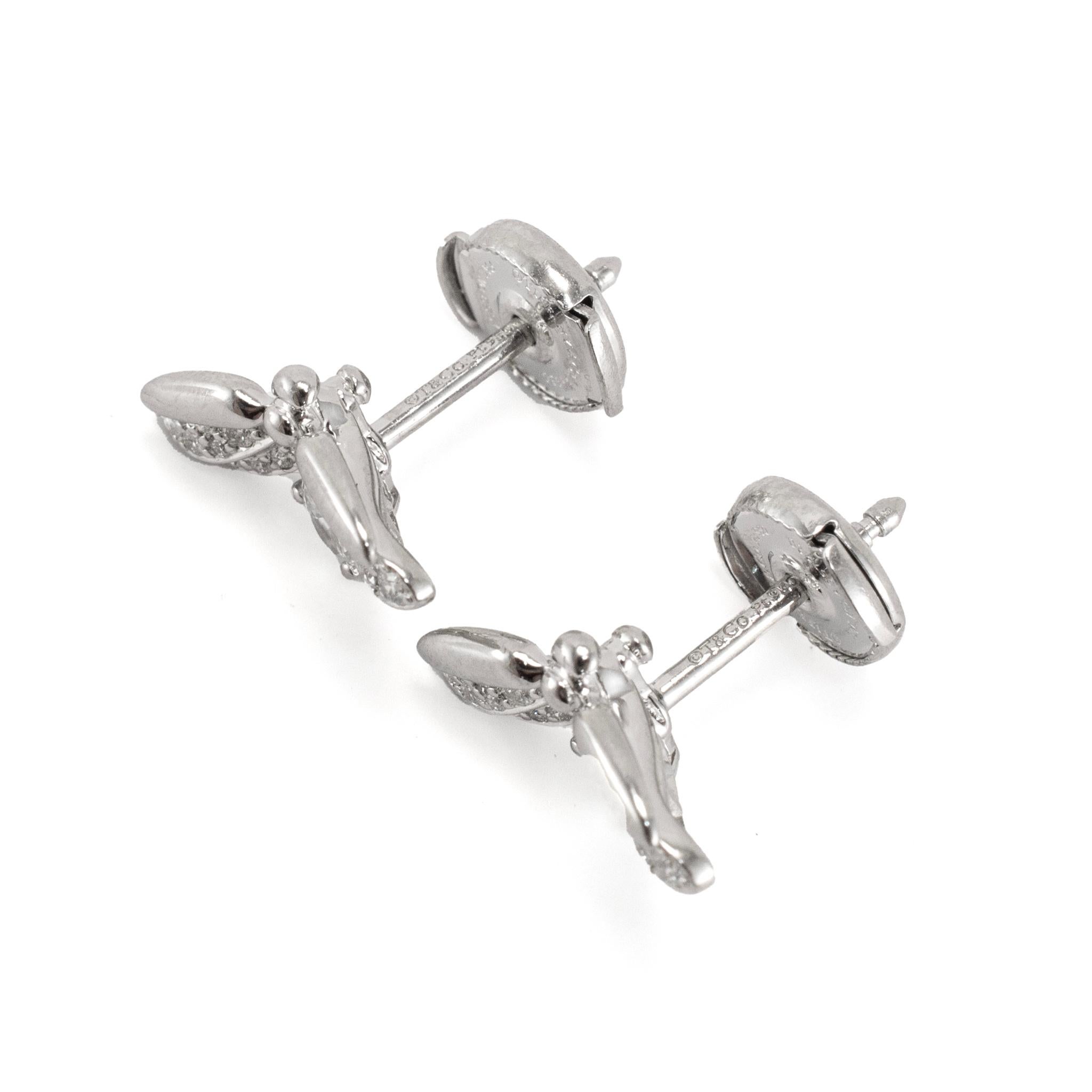 Taglio ovale Tiffany & Co. Orecchini a perno con diamante e lucciola della collezione Paper Flowers in platino in vendita
