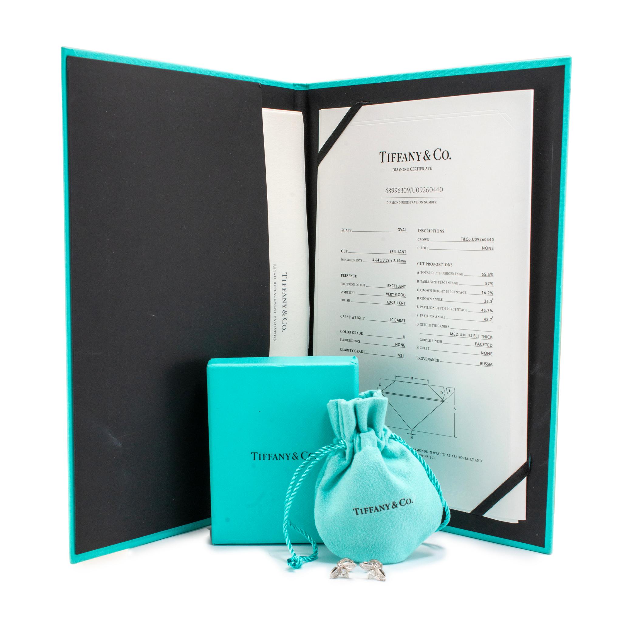 Tiffany & Co. Orecchini a perno con diamante e lucciola della collezione Paper Flowers in platino in vendita 2