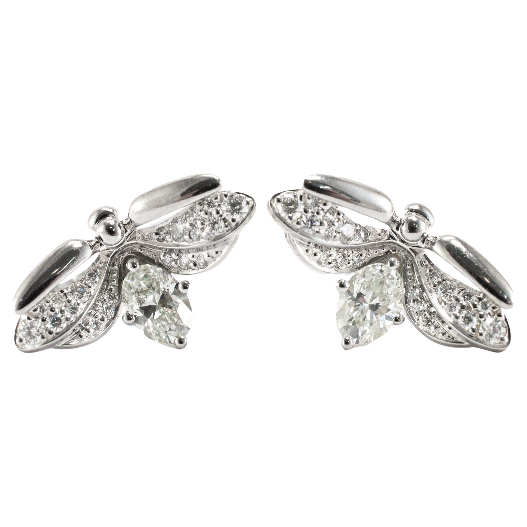 Tiffany & Co. Orecchini a perno con diamante e lucciola della collezione Paper Flowers in platino