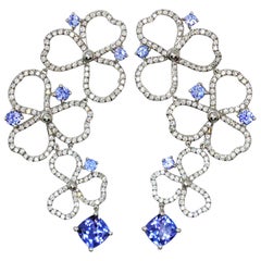 Tiffany & Co. Boucles d'oreilles Drop en diamant et tanzanite Paper Flowers en platine