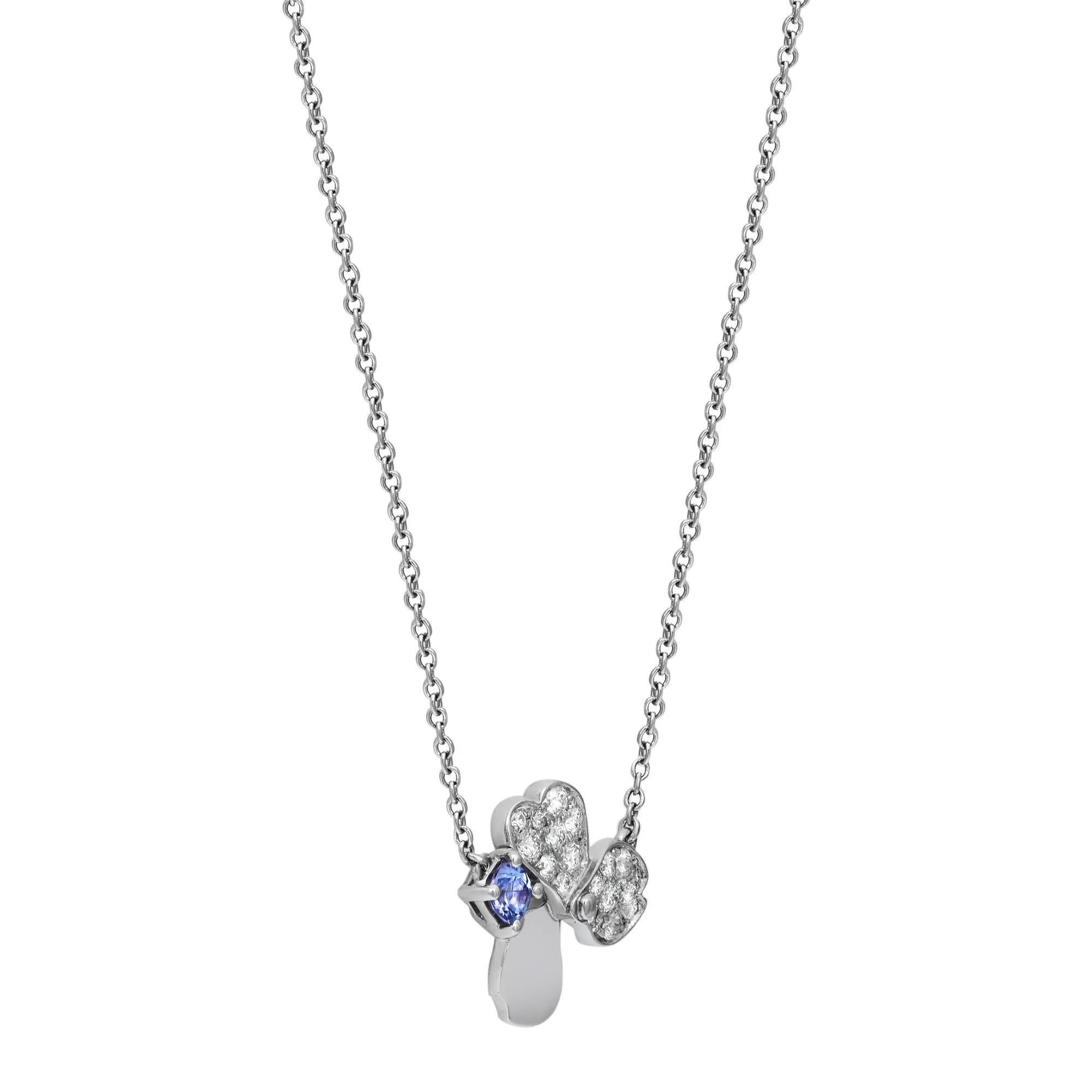 This fabulous Tiffany & Co. Paper Flowers Diamond and Tanzanite Pendant Necklace is a perfect accent to your everyday and evening look and gives a touch of chic to any ensemble you pair it with. Crafted in lustrous platinum. It features a flower