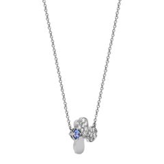 Tiffany & Co Paper Flowers Diamond and Tanzanite Pendant Necklace Platinum 16 in