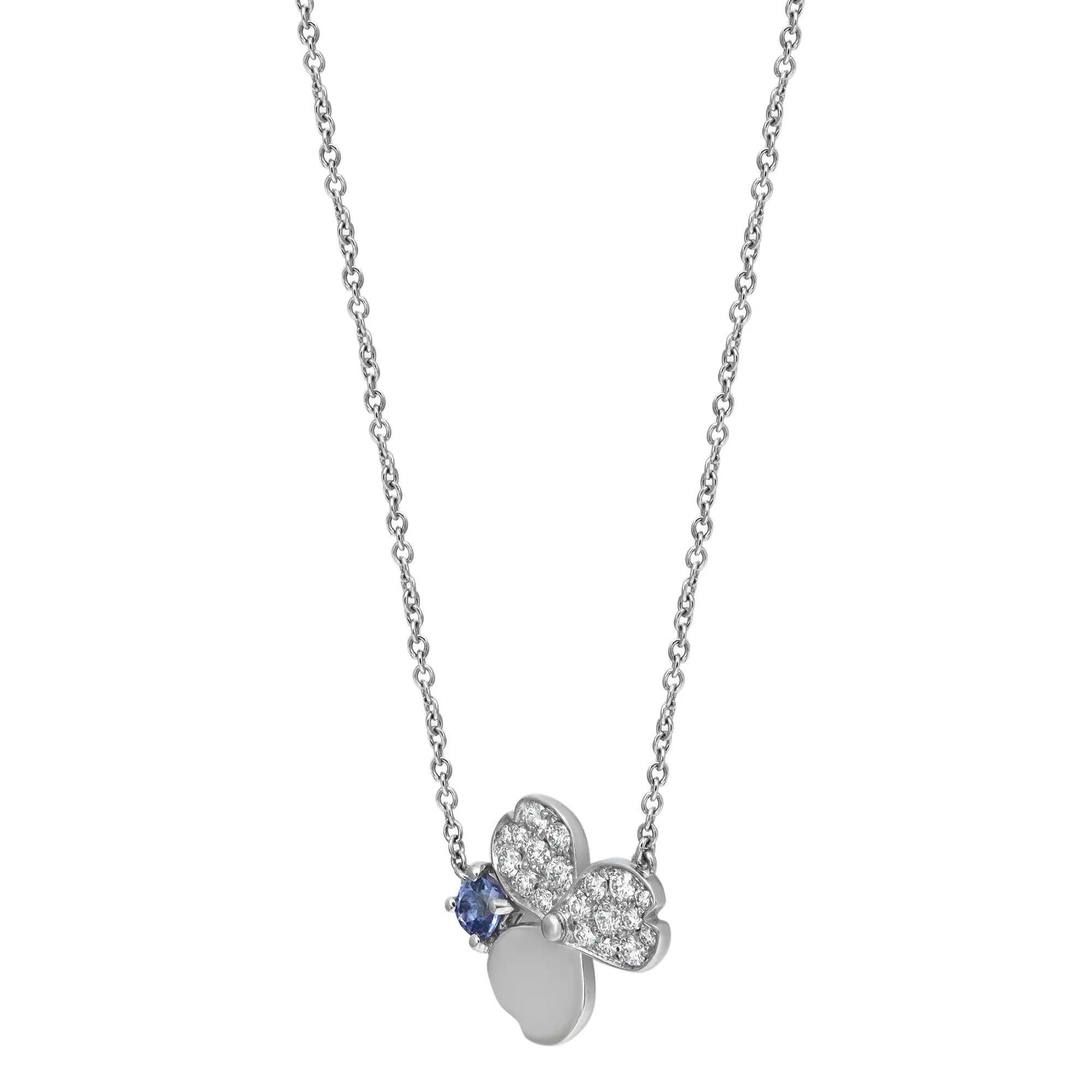 Modern Tiffany & Co Paper Flowers Diamond and Tanzanite Pendant Necklace Platinum 16 in For Sale