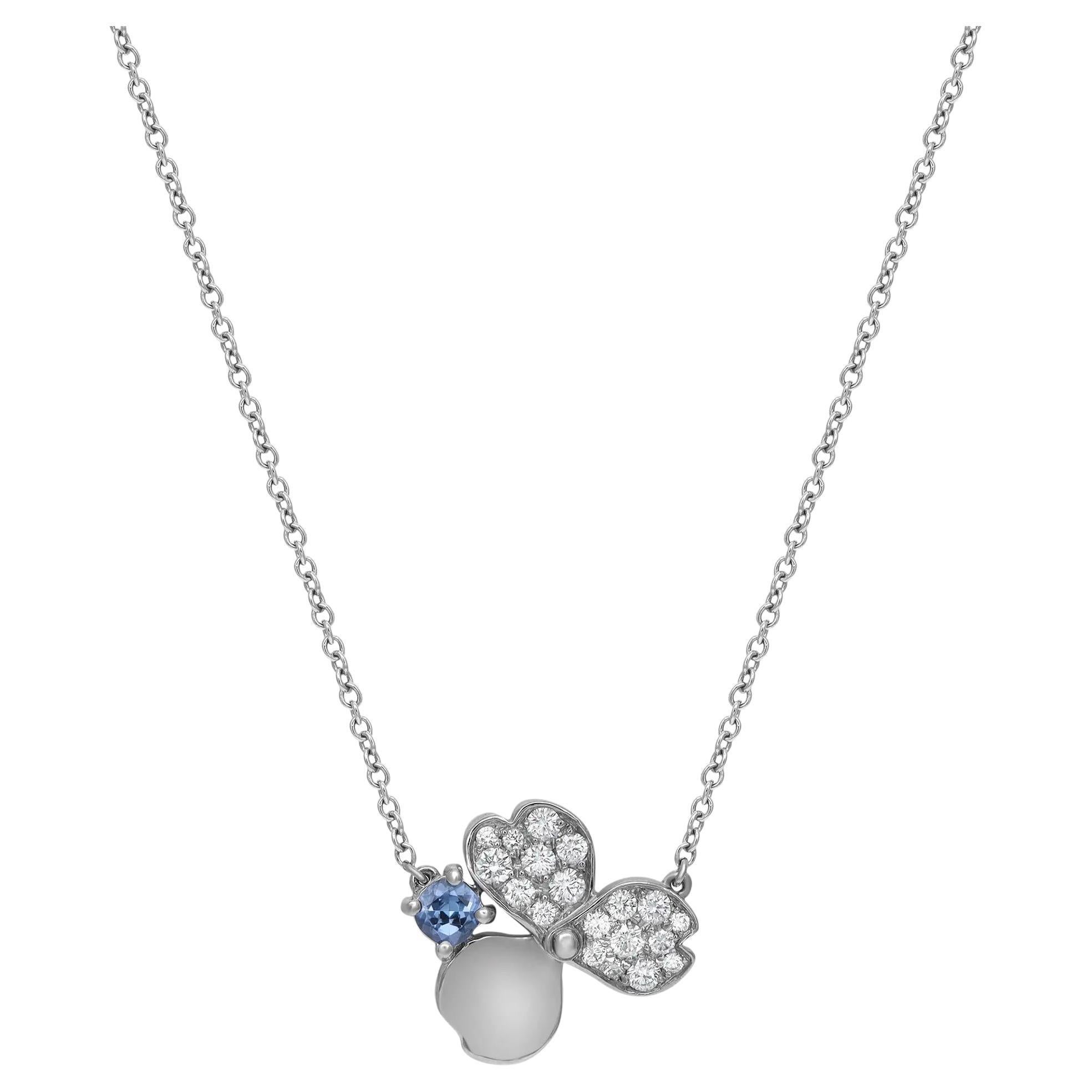 Tiffany & Co Paper Flowers Diamond and Tanzanite Pendant Necklace Platinum 16 in For Sale