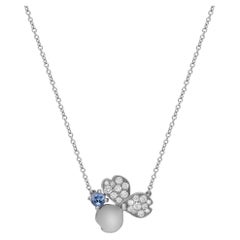 Tiffany & Co Paper Flowers Diamond and Tanzanite Pendant Necklace Platinum 16 in