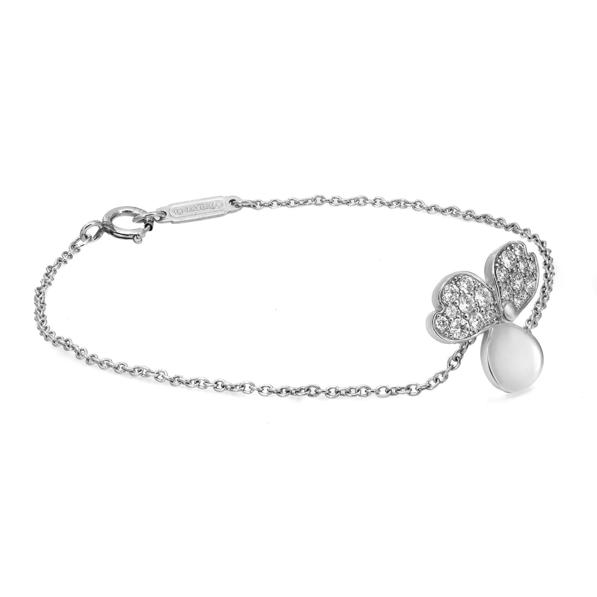 Round Cut Tiffany & Co. Paper Flowers Diamond Bracelet Platinum 6.5 Inches For Sale