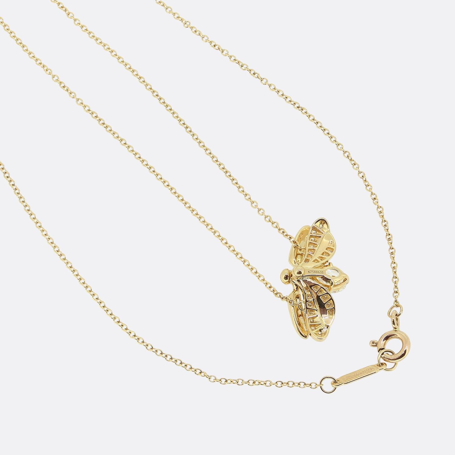 Oval Cut Tiffany & Co. Paper Flowers Diamond Firefly Pendant Necklace For Sale