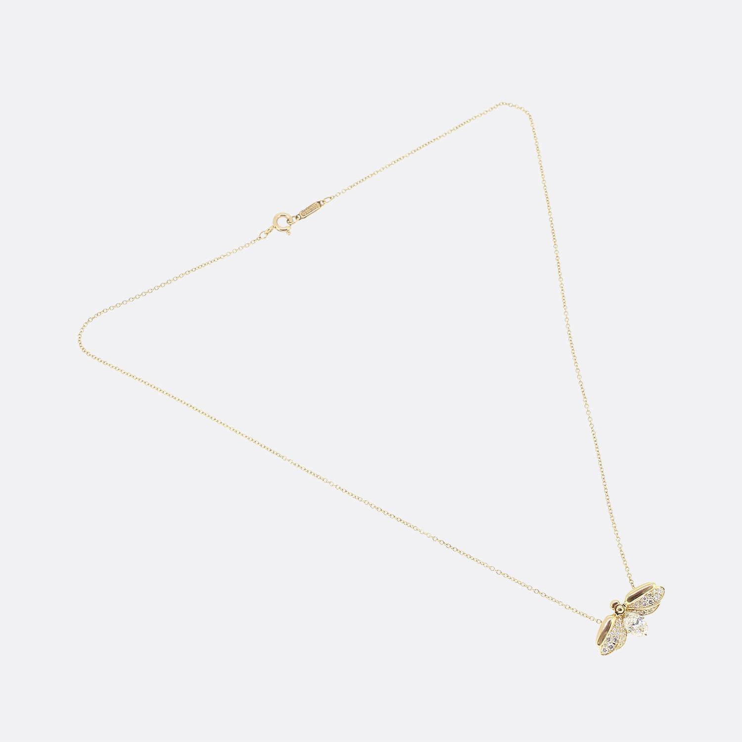Tiffany & Co. Paper Flowers Diamond Firefly Pendant Necklace In Good Condition For Sale In London, GB