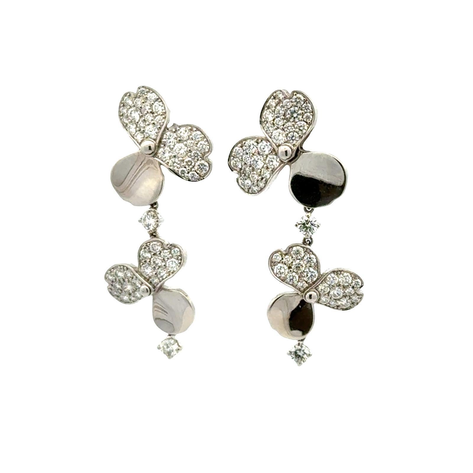 Tiffany & Co. Paper Flowers Diamond Platinum Drop Earrings La Pousette Backs For Sale 4