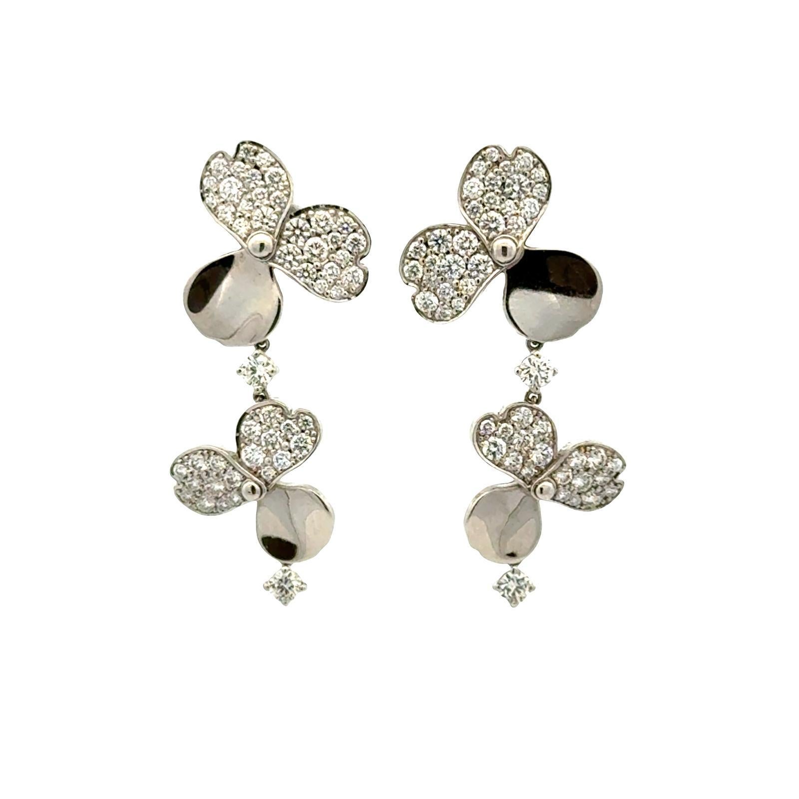 Tiffany & Co. Paper Flowers Diamond Platinum Drop Earrings La Pousette Backs For Sale 5