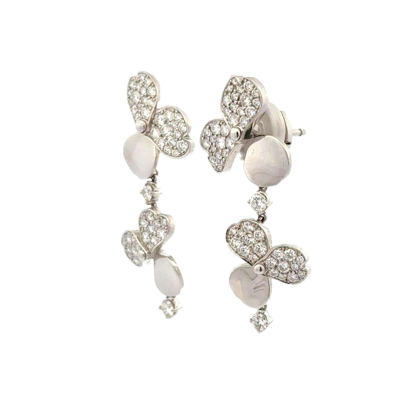 Modern Tiffany & Co. Paper Flowers Diamond Platinum Drop Earrings La Pousette Backs For Sale