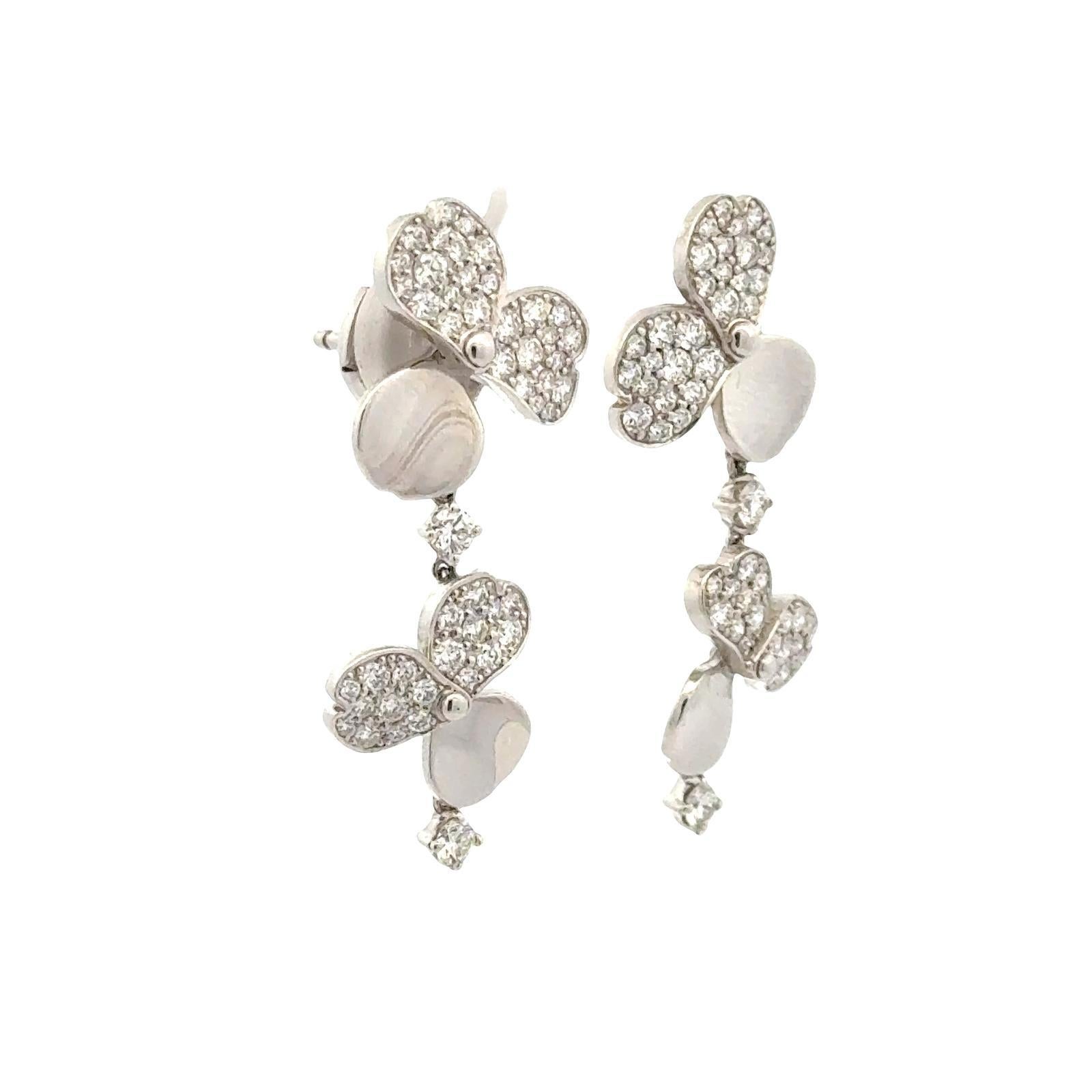 Tiffany & Co. Paper Flowers Diamond Platinum Drop Earrings La Pousette Backs For Sale 1