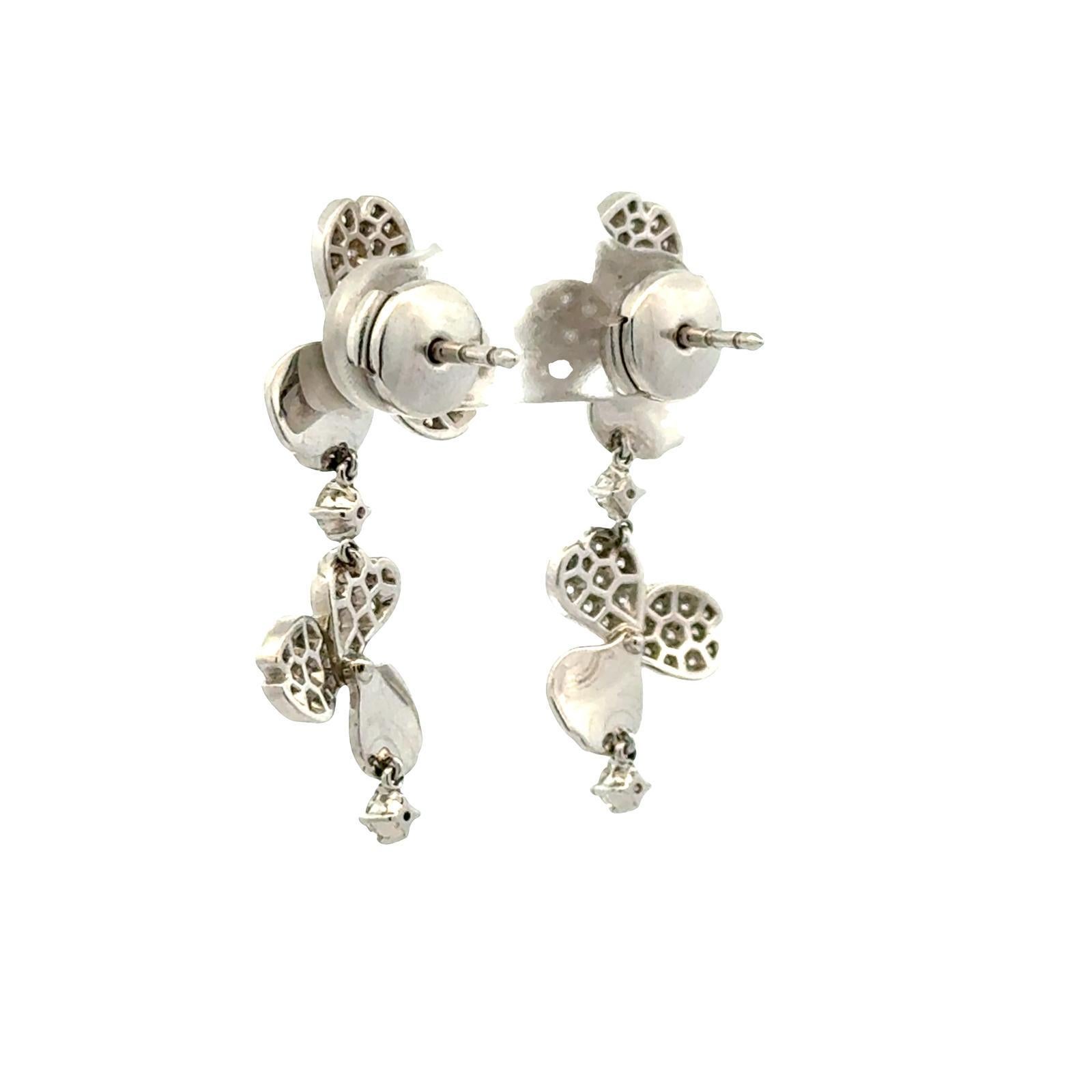 Tiffany & Co. Paper Flowers Diamond Platinum Drop Earrings La Pousette Backs For Sale 2