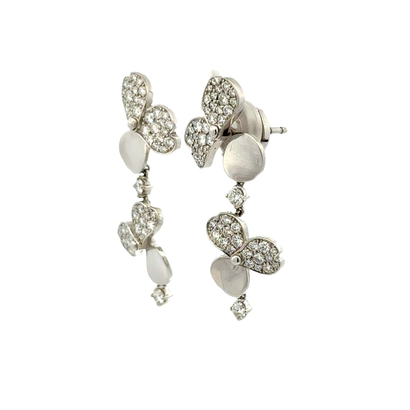 Tiffany & Co. Paper Flowers Diamond Platinum Drop Earrings La Pousette Backs For Sale 3