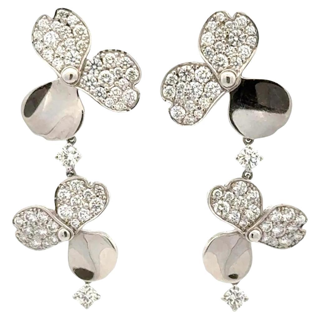 Tiffany & Co. Paper Flowers Diamond Platinum Drop Earrings La Pousette Backs For Sale