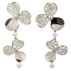 Tiffany & Co. Paper Flowers Diamond Platinum Drop Earrings La Pousette Backs