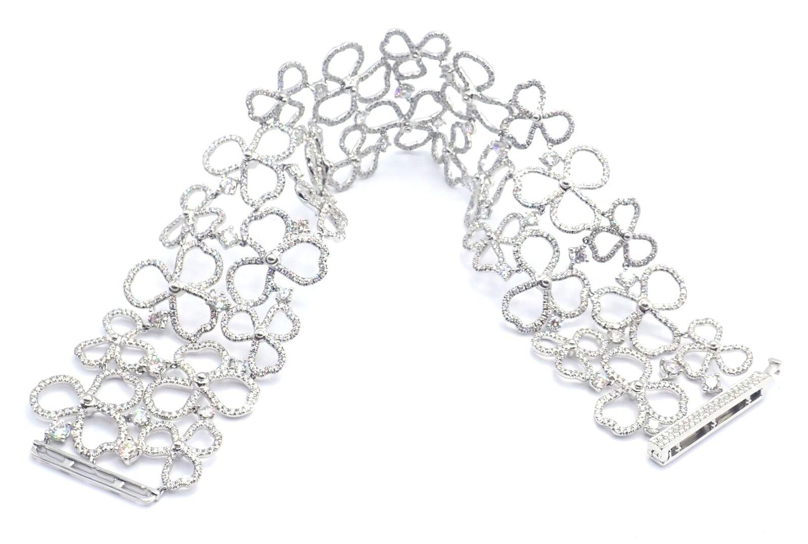 Tiffany & Co Paper Flowers Diamond Platinum Wide Bracelet For Sale 5