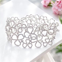 Tiffany & Co Paper Flowers Diamond Platinum Wide Bracelet