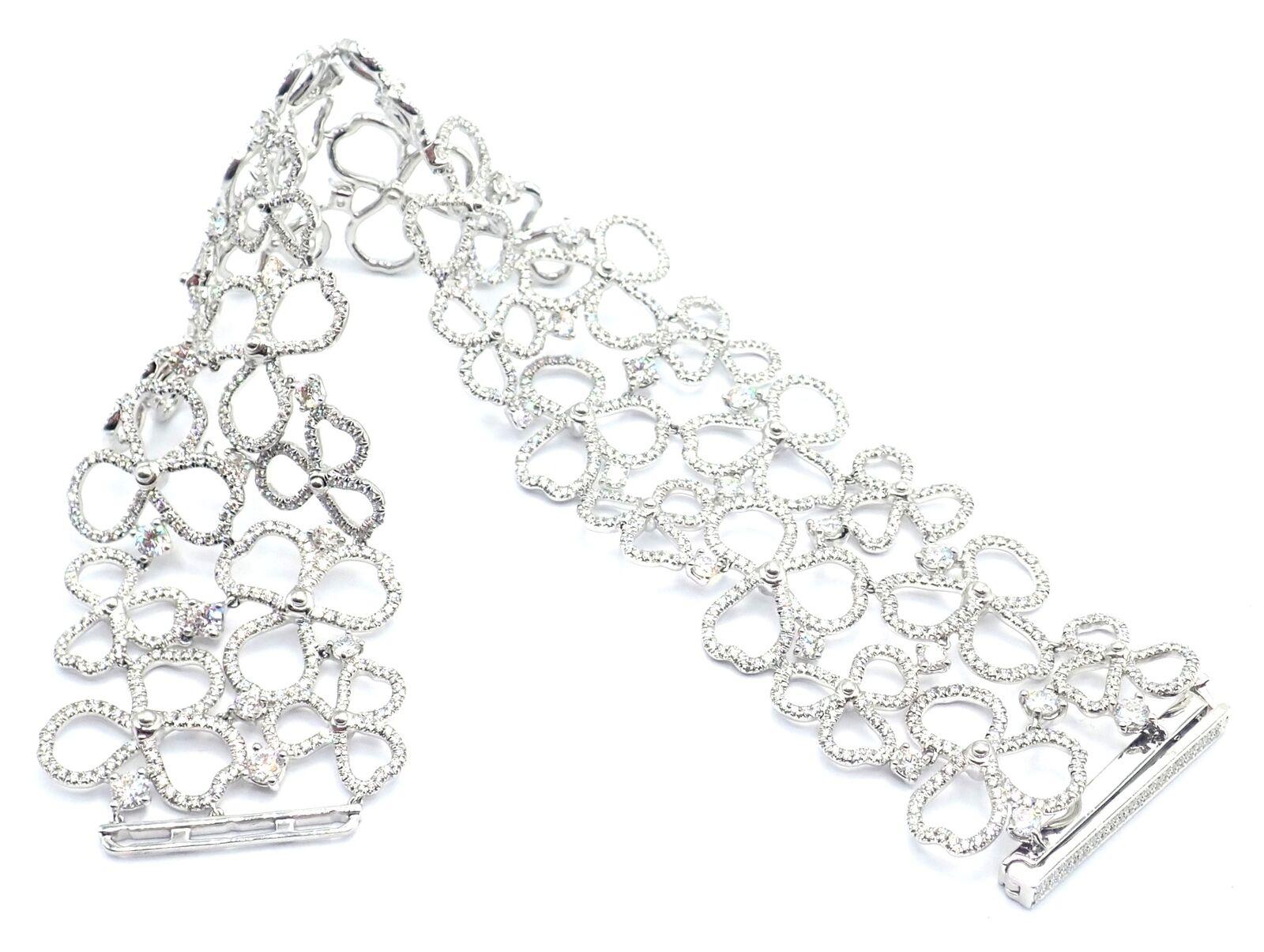 Tiffany & Co Paper Flowers Diamond Platinum Wide Bracelet In Excellent Condition For Sale In Holland, PA