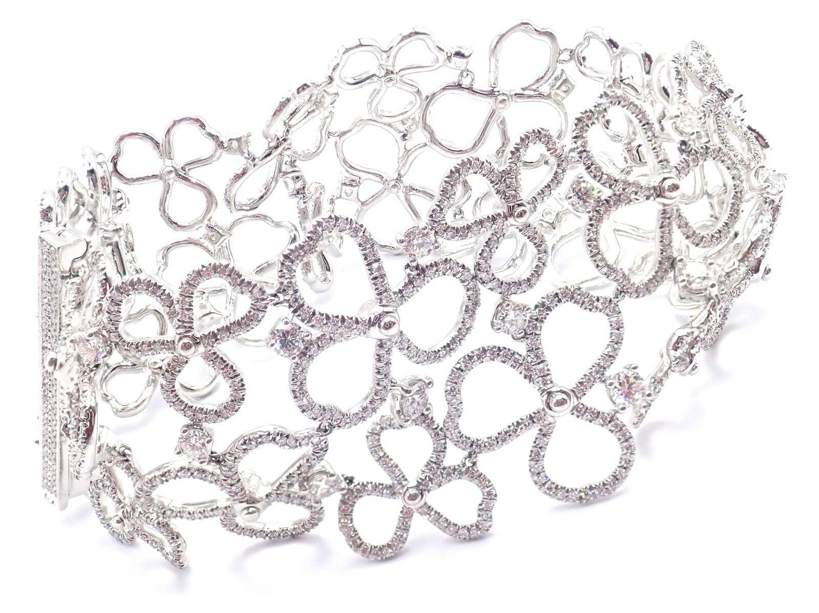 Women's or Men's Tiffany & Co Paper Flowers Diamond Platinum Wide Bracelet For Sale