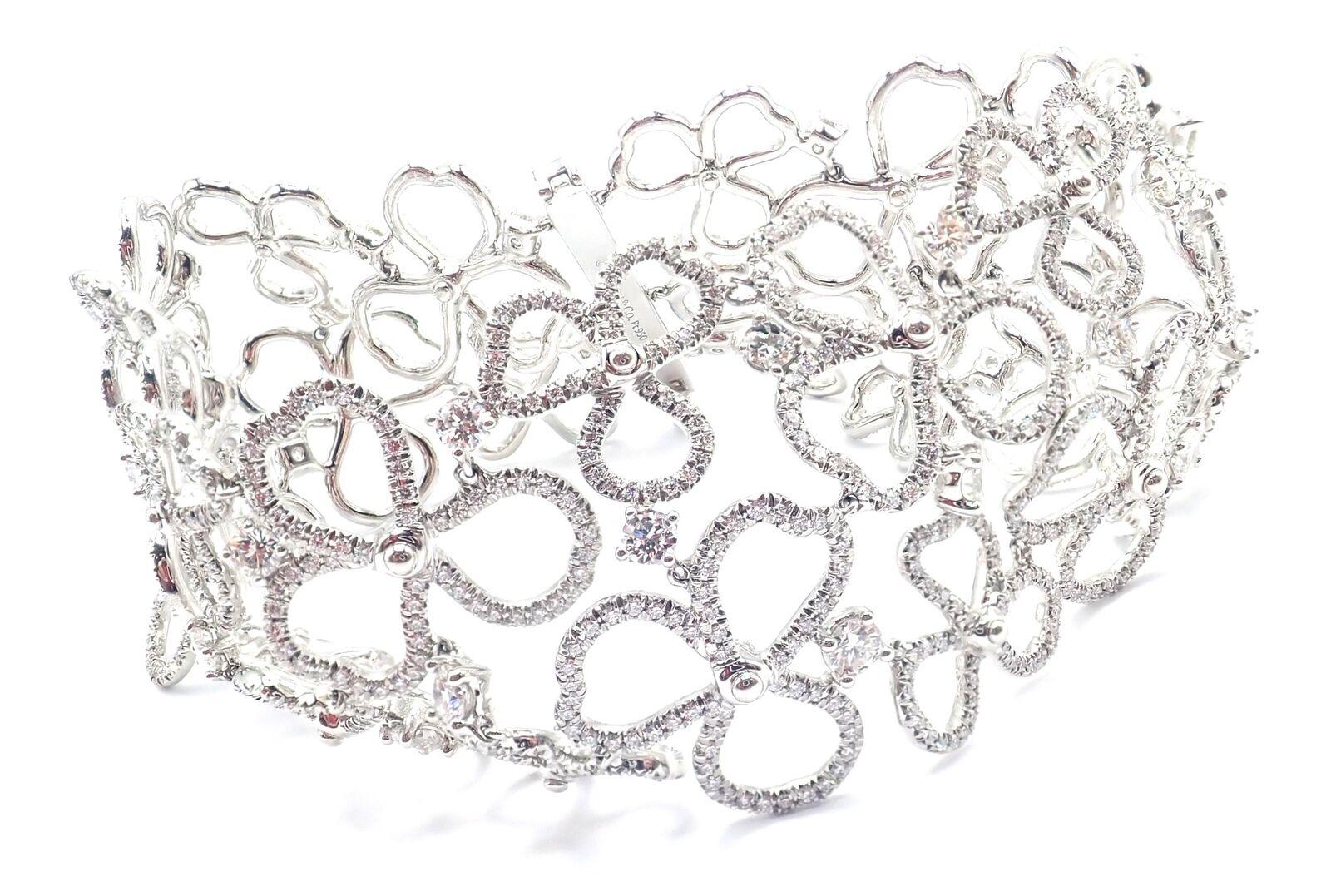 Tiffany & Co Paper Flowers Diamond Platinum Wide Bracelet For Sale 1