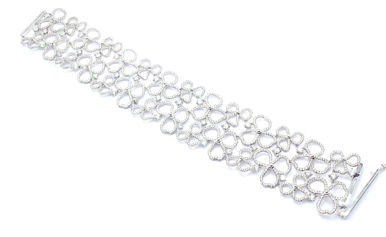 Tiffany & Co Paper Flowers Diamond Platinum Wide Bracelet For Sale 3