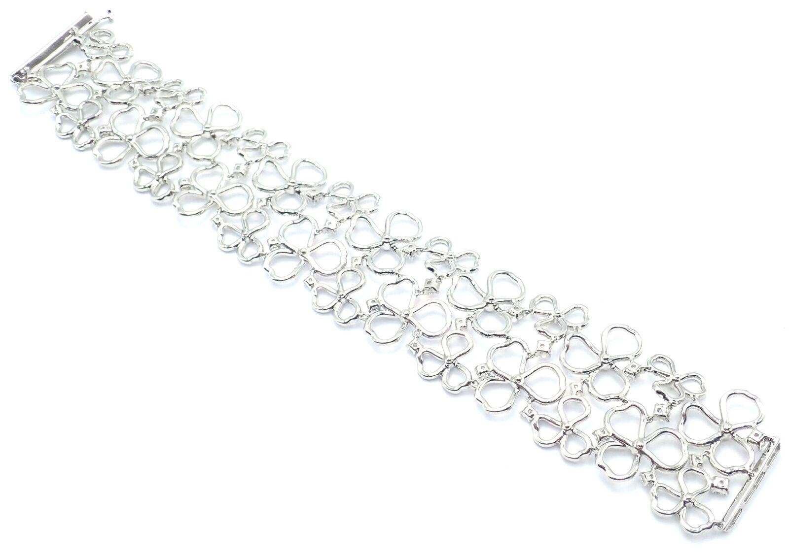 Tiffany & Co Paper Flowers Diamond Platinum Wide Bracelet For Sale 4