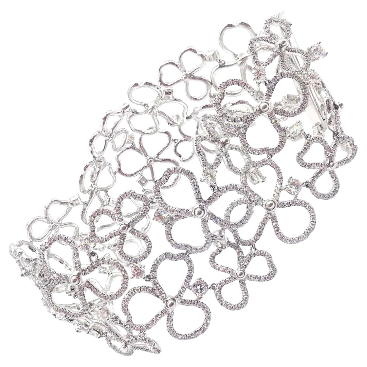 Tiffany & Co Paper Flowers Diamond Platinum Wide Bracelet
