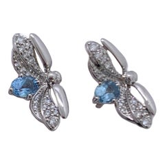Tiffany & Co Paper Flowers Firefly Earrings Platinum Diamond Aquamarine Studs