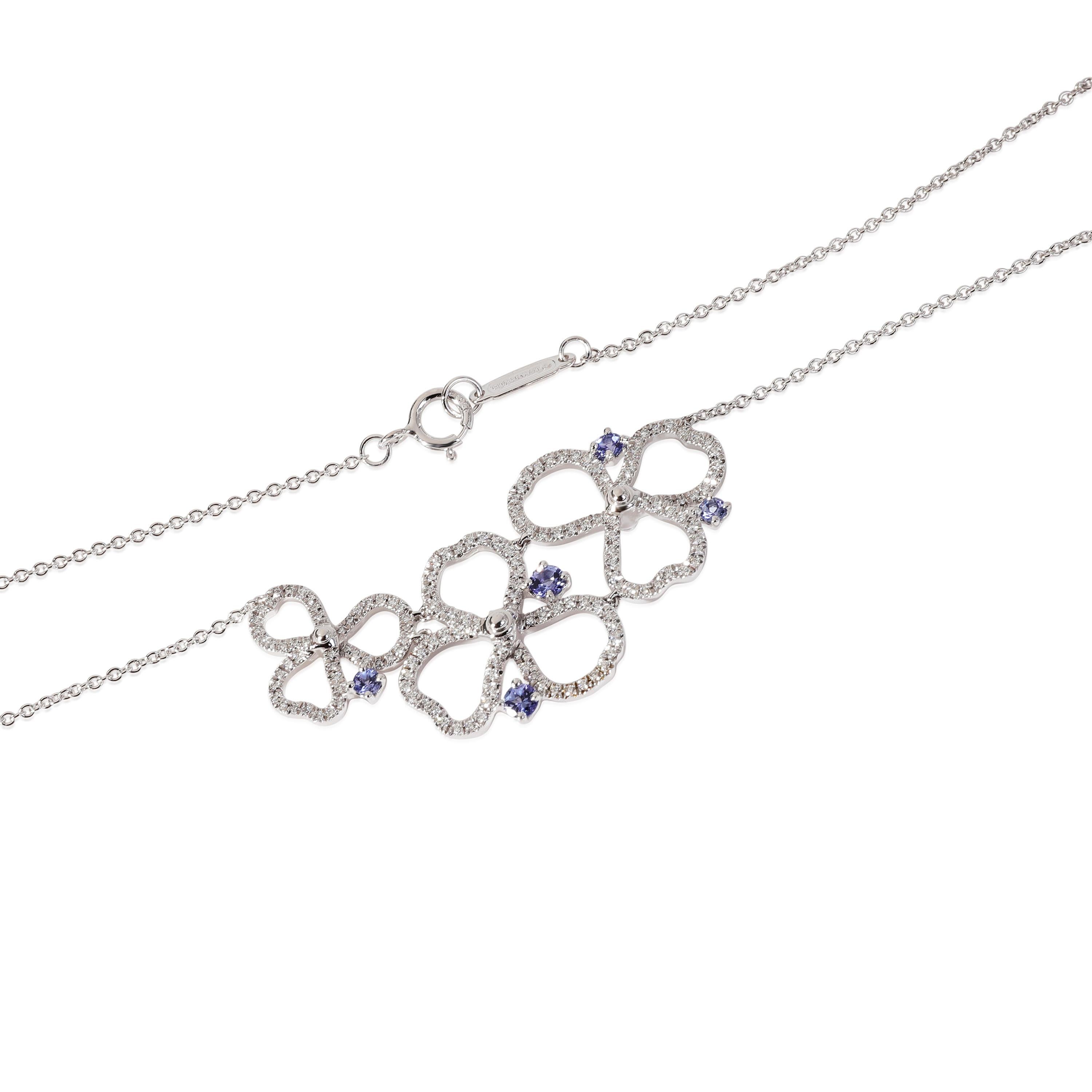 Tiffany & Co. Papierblumen-Halskette aus Platin mit Diamanten und Tansanit in Platin (Rundschliff) im Angebot