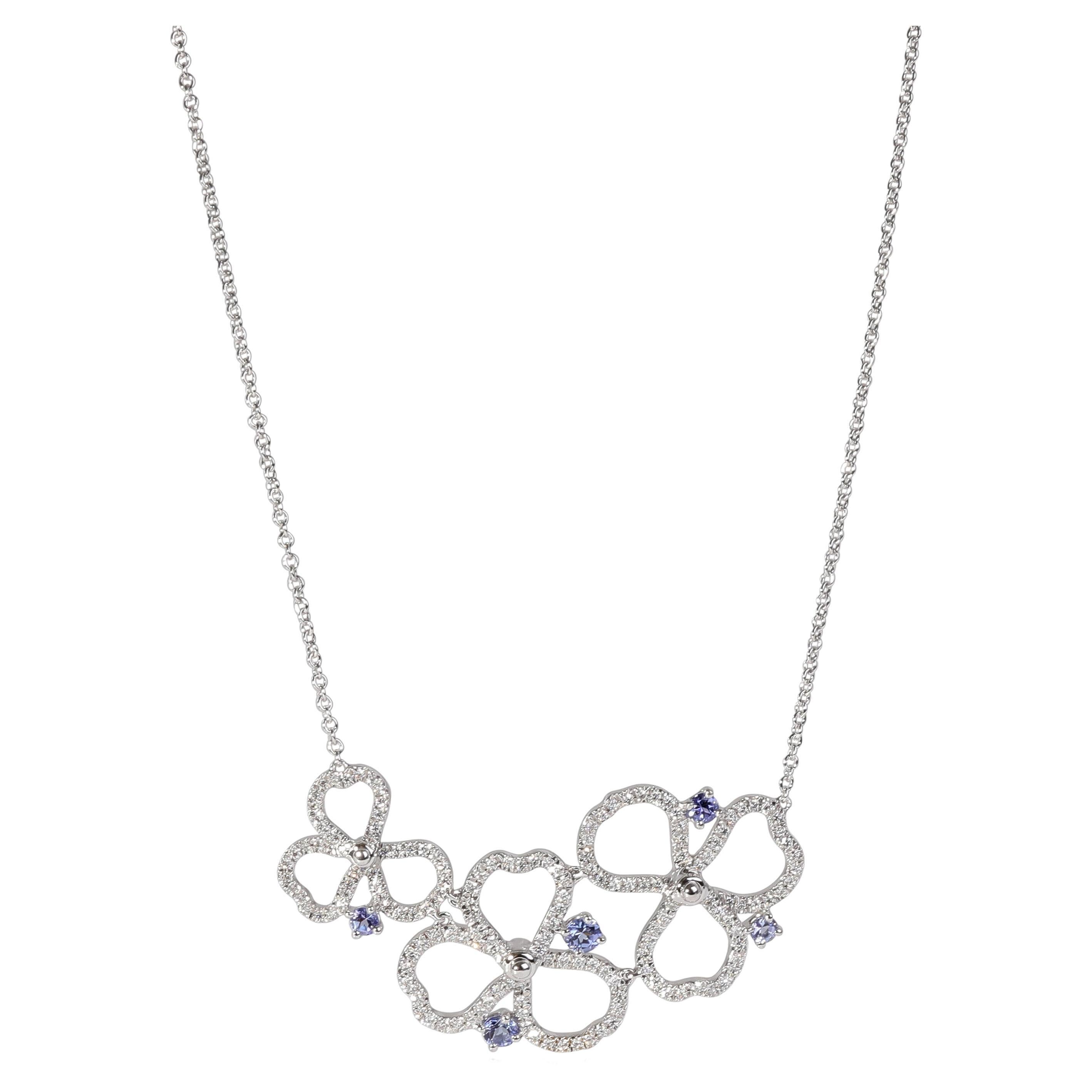 Tiffany & Co. Papierblumen-Halskette aus Platin mit Diamanten und Tansanit in Platin im Angebot