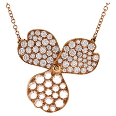 Tiffany & Co. Paper Flowers Pendant Necklace 18K Rose Gold with Pave Diamonds 