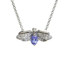TIFFANY & Co. Paper Flowers Platinum Diamond Tanzanite Firefly Pendant Necklace