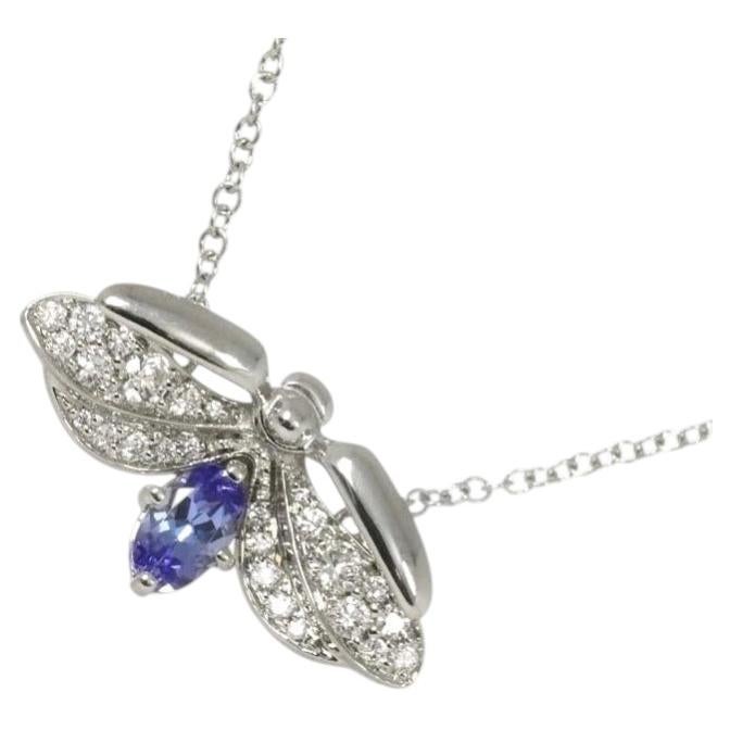 TIFFANY & Co. Paper Flowers Platinum Diamond Tanzanite Firefly Pendant Necklace For Sale