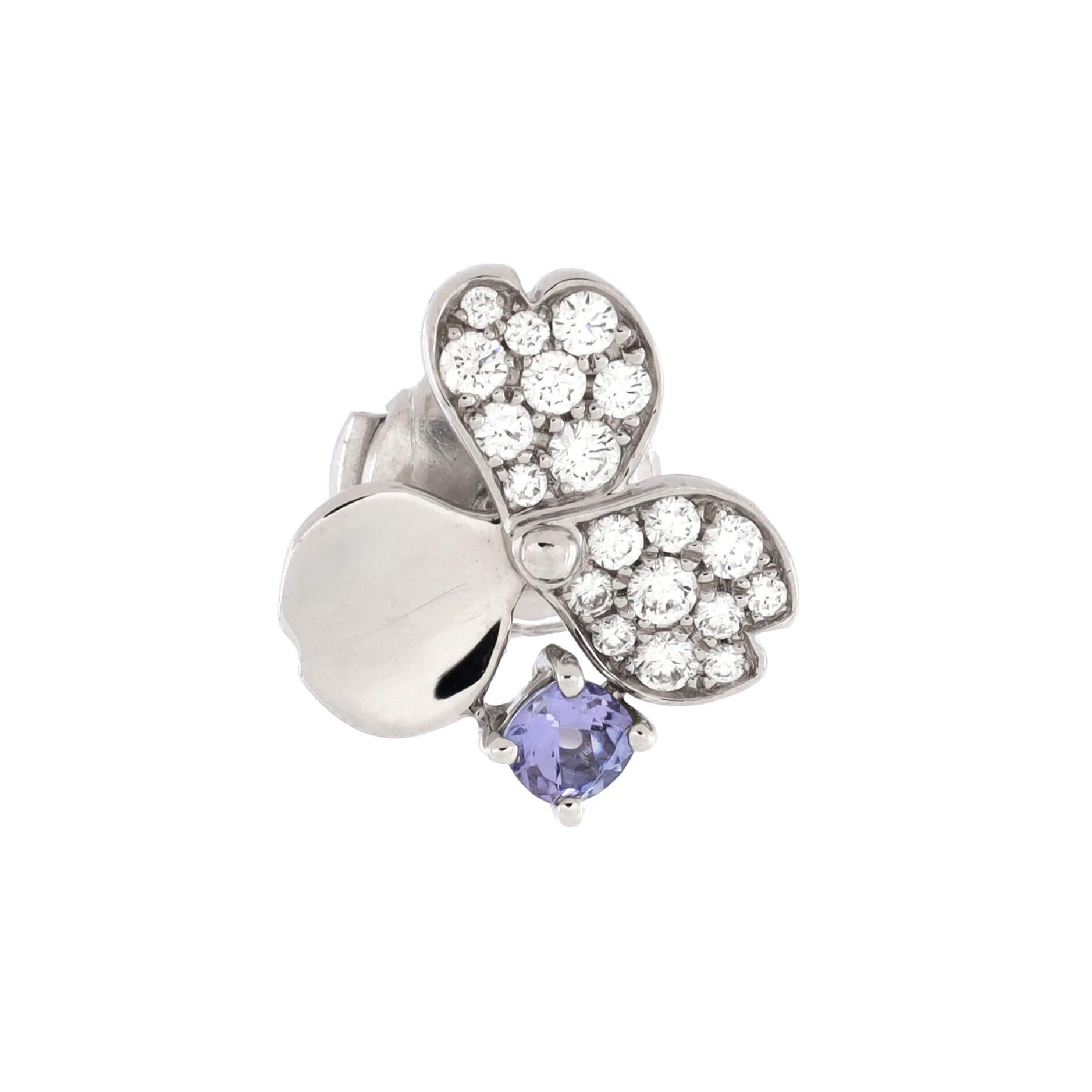 Tiffany & Co. Paper Flowers Stud Earrings Platinum with Diamonds and Tanzanites In Good Condition In New York, NY