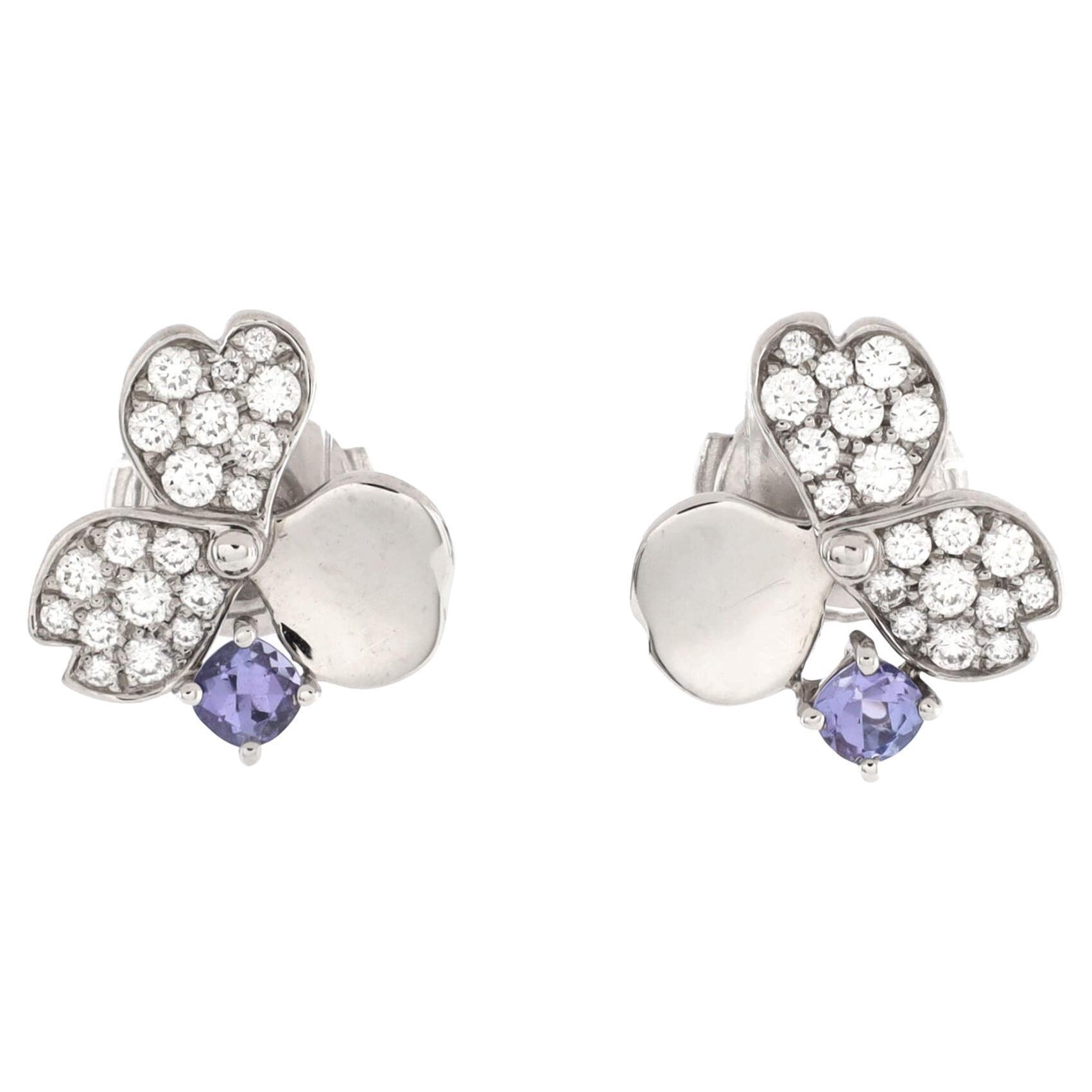 Tiffany & Co. Paper Flowers Stud Earrings Platinum with Diamonds and Tanzanites