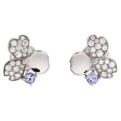 Tiffany & Co. Paper Flowers Stud Earrings Platinum with Diamonds and Tanzanites